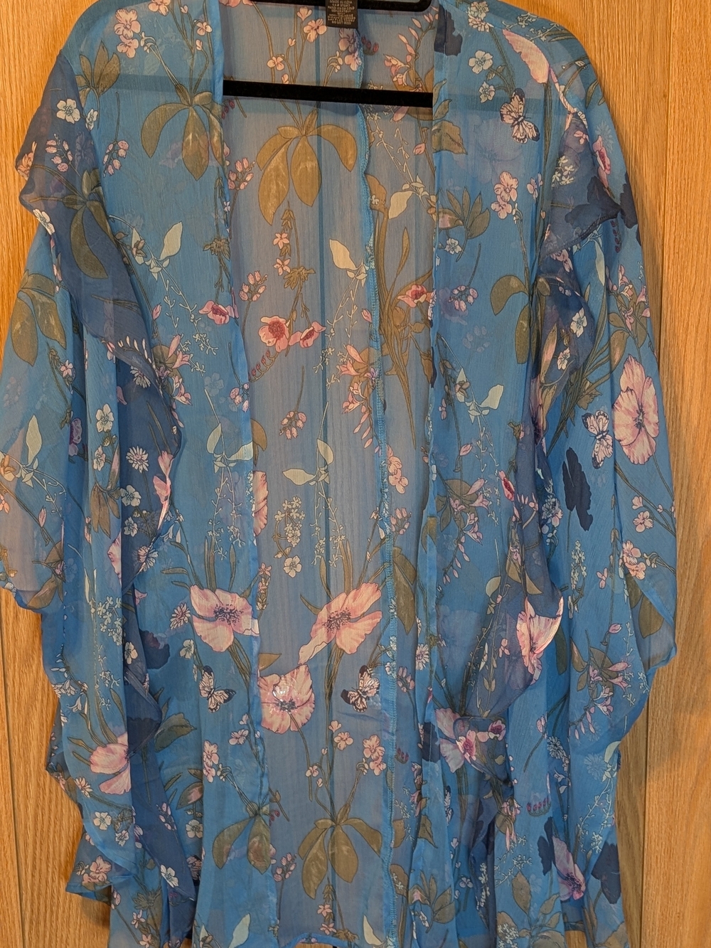Steve Madden Blue Floral Sheer Kimono